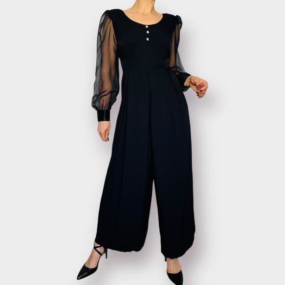 90s Jeffery & Dara Black Jump Suit - Picture 7 of 8